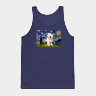 Starry Night Adapted to Feature an Old English Sheepdog Tank Top